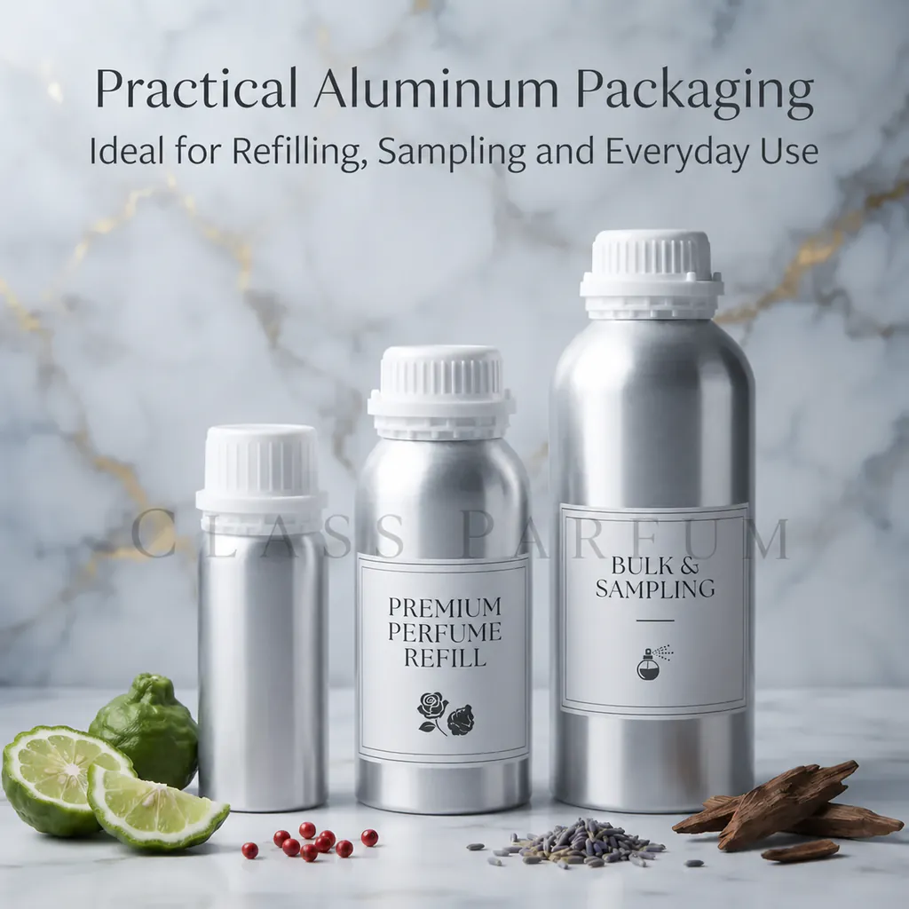 Class Parfum aluminum fragrance bottle for refill and sample use